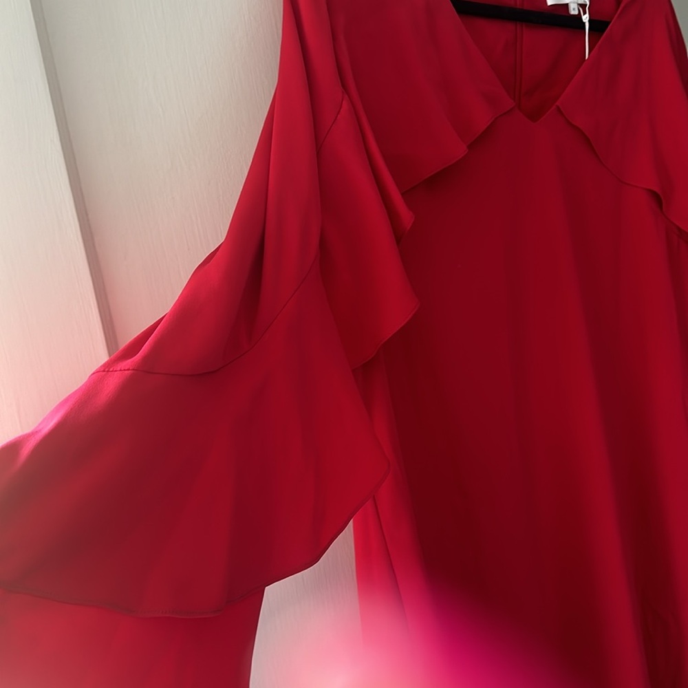 Kobi Halperin red sheath dress with beautiful sleeves high quality NWOT - Picture 4 of 8